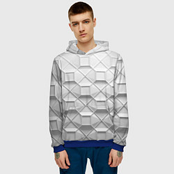 Толстовка-худи мужская Бело серая геометрия, цвет: 3D-синий — фото 2