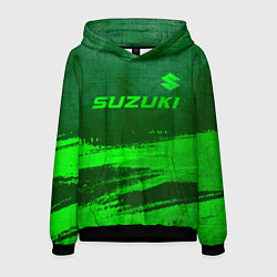 Толстовка-худи мужская Suzuki - green gradient посередине, цвет: 3D-черный