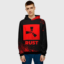 Толстовка-худи мужская Rust - red gradient, цвет: 3D-черный — фото 2