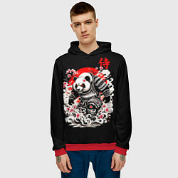 Толстовка-худи мужская Панда - самурай, цвет: 3D-красный — фото 2