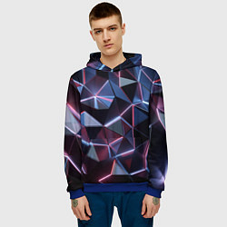 Толстовка-худи мужская Неоновые геометрические плиты, цвет: 3D-синий — фото 2