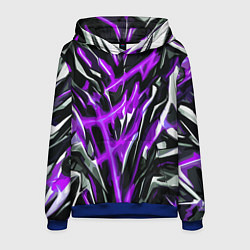 Толстовка-худи мужская Фиолетовая энергетическая абстракция, цвет: 3D-синий