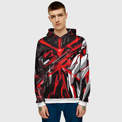 Толстовка-худи мужская Красный и черный абстрактный фон, цвет: 3D-белый — фото 2