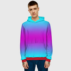 Толстовка-худи мужская Градиент неоновые цвета, цвет: 3D-красный — фото 2