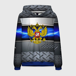 Толстовка-худи мужская Нано Россия герб, цвет: 3D-синий