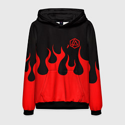 Толстовка-худи мужская Linkin park logo fire, цвет: 3D-черный