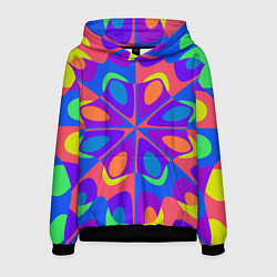 Толстовка-худи мужская Оптический узор красочная мозаика, цвет: 3D-черный