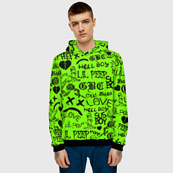 Толстовка-худи мужская Lil Peep кислотный паттерн, цвет: 3D-черный — фото 2