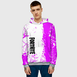Толстовка-худи мужская Fortnite pink color, цвет: 3D-меланж — фото 2