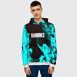 Толстовка-худи мужская Ramones fire rose, цвет: 3D-белый — фото 2