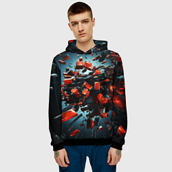 Толстовка-худи мужская Геометрический взрыв пластин, цвет: 3D-черный — фото 2