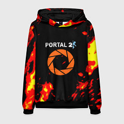 Толстовка-худи мужская Portal огненная лава, цвет: 3D-черный
