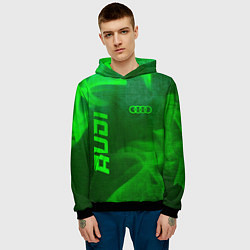 Толстовка-худи мужская Audi - green gradient вертикально, цвет: 3D-черный — фото 2