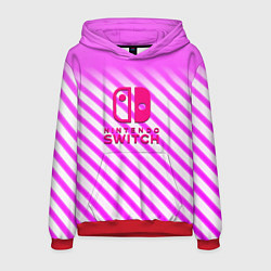 Толстовка-худи мужская Nintendo pink line, цвет: 3D-красный