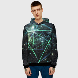 Толстовка-худи мужская Космические линии звезды, цвет: 3D-черный — фото 2