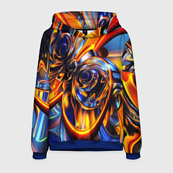 Толстовка-худи мужская Жидкие краски фрактал, цвет: 3D-синий