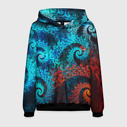 Толстовка-худи мужская Оптическая абстракция узор, цвет: 3D-черный