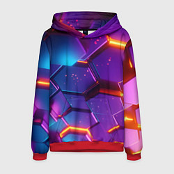 Толстовка-худи мужская Трехмерные соты с эффектом неона, цвет: 3D-красный