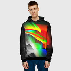 Толстовка-худи мужская Текстура краски, цвет: 3D-черный — фото 2