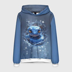 Толстовка-худи мужская Змея с большими глазами, цвет: 3D-белый