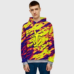 Толстовка-худи мужская Doom огненный паттерн, цвет: 3D-меланж — фото 2