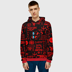 Толстовка-худи мужская Twenty one pilots pattern rock steel, цвет: 3D-красный — фото 2