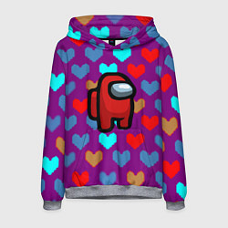 Толстовка-худи мужская Among us неоновые сердца, цвет: 3D-меланж