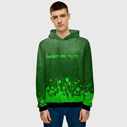 Толстовка-худи мужская Twenty One Pilots - green gradient посередине, цвет: 3D-черный — фото 2