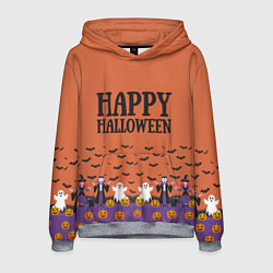 Толстовка-худи мужская Happy Halloween pattern, цвет: 3D-меланж