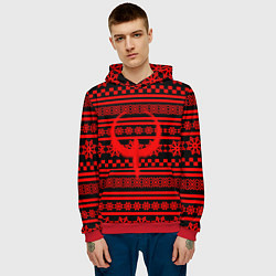 Толстовка-худи мужская Quake winter pattern, цвет: 3D-красный — фото 2