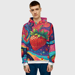 Толстовка-худи мужская Психоделика клубничка, цвет: 3D-белый — фото 2