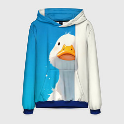 Толстовка-худи мужская Белый гусь выглядывает из-за угла, цвет: 3D-синий