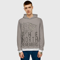 Толстовка-худи мужская The North Remembers game of thrones, цвет: 3D-белый — фото 2