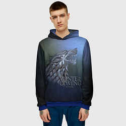 Толстовка-худи мужская Игра престолов зима близко, цвет: 3D-синий — фото 2