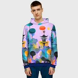 Толстовка-худи мужская Фантазийный японский паттерн, цвет: 3D-синий — фото 2