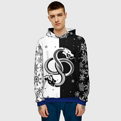 Толстовка-худи мужская Инь янь - змеи, цвет: 3D-синий — фото 2