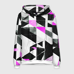 Толстовка-худи мужская Black and pink abstraction on a white background, цвет: 3D-белый