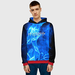 Толстовка-худи мужская Horizon zero dawn flower, цвет: 3D-красный — фото 2