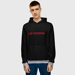 Толстовка-худи мужская Toyota red logo auto, цвет: 3D-меланж — фото 2