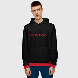 Толстовка-худи мужская Toyota red logo auto, цвет: 3D-красный — фото 2