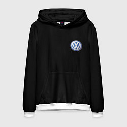 Толстовка-худи мужская Volkswagen logo auto, цвет: 3D-белый