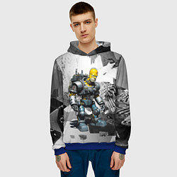 Толстовка-худи мужская Homer Simpson cool cyborg - ai art fantasy, цвет: 3D-синий — фото 2