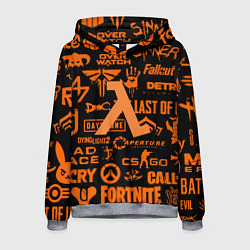 Толстовка-худи мужская Half-life pattern game, цвет: 3D-меланж