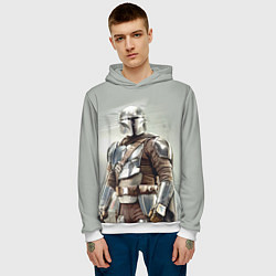 Толстовка-худи мужская The Mandalorian - Din Djarin, цвет: 3D-белый — фото 2