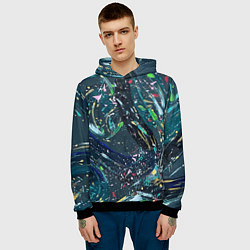 Толстовка-худи мужская Night fireworks of colors, цвет: 3D-черный — фото 2