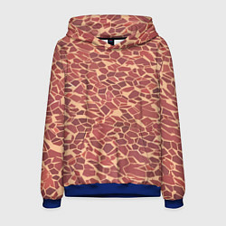 Толстовка-худи мужская Тёмно красные плитки на бежевом фоне, цвет: 3D-синий