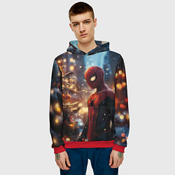 Толстовка-худи мужская Spider-man new year, цвет: 3D-красный — фото 2