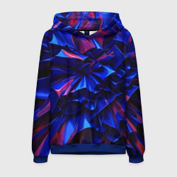 Толстовка-худи мужская Синие абстрактные изгибы, цвет: 3D-синий