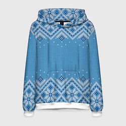 Толстовка-худи мужская Вязаный скандинавский орнамент, цвет: 3D-белый