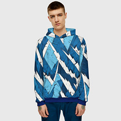 Толстовка-худи мужская Геометрический камуфляж, цвет: 3D-синий — фото 2